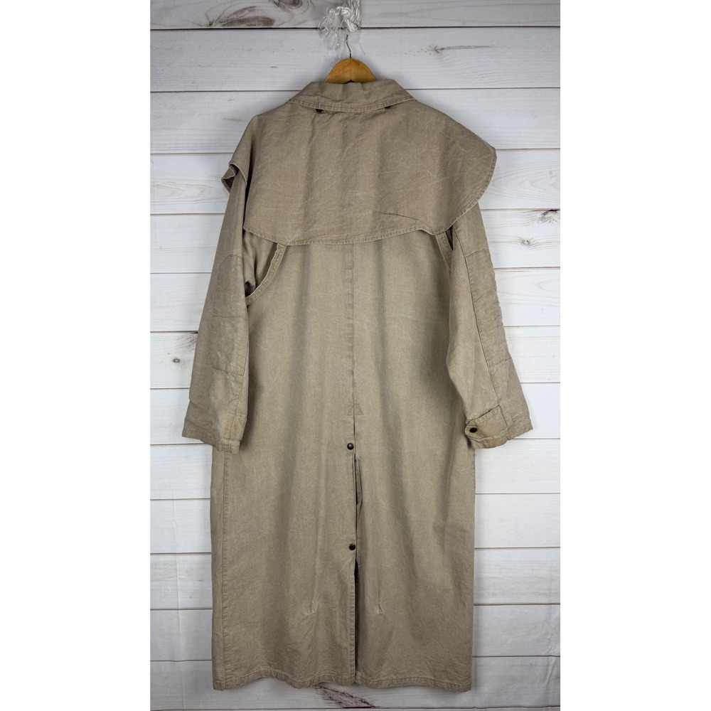 The Australian Outback Collection Duster Coat Large Tan Canvas Cape Trench - Picture 3 of 12